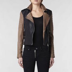 AllSaints Women's Brown Amity Leather Biker Jacket